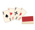 Ace cards of all suits with red back design. Cards depicting aces of spades, hearts, clubs, and diamonds vector