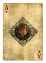 Ace of Diamonds Vintage playing card isolated on white