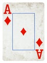 Ace of Diamonds Vintage playing card isolated on white