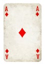 Ace of Diamonds Vintage playing card isolated on white