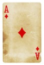 Ace of Diamonds Vintage playing card isolated on white