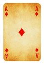 Ace of Diamonds Vintage playing card isolated on white