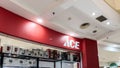 Ace Hardware brand retail shop logo signboard on the storefront in the shopping mall.