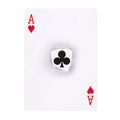 Ace of hearts card with a ripped part in the middle releveling ace of clubs - hidden meaning concept