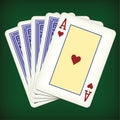 Ace of hearts and four cards - playing cards vector illustration Royalty Free Stock Photo
