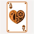 Ace of hearts playing card in steampunk style. Vector illustration Royalty Free Stock Photo