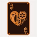 Ace of hearts playing card in steampunk style. Vector illustration Royalty Free Stock Photo