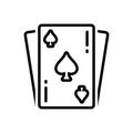 Black line icon for Ace, playing and game Royalty Free Stock Photo