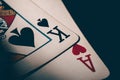 Ace and king poker cards. Two cards king of spades and ace of hearts. Nuts hand to win. Luck in the game of blackjack. Royalty Free Stock Photo