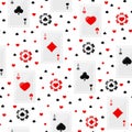 Ace playing cards and poker chips seamless pattern. Royalty Free Stock Photo