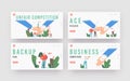 Ace in Sleeve, Unfair Competition Landing Page Template Set. Business Characters Cheating, Advantage in Business