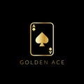 Ace Spade Logo with gold design. Card. Vector eps 10