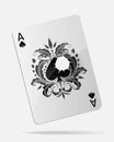 Ace of spades with a bullet hole isolated on white Royalty Free Stock Photo