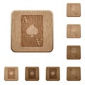 Ace of spades card wooden buttons Royalty Free Stock Photo