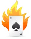 Ace of Spades on fire. Royalty Free Stock Photo