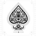 Ace of spades with flower pattern inside. black in white