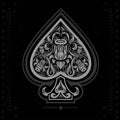 Ace of spades with flower pattern inside. white in black