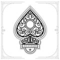 Ace of spades with forging curl pattern inside. Black on white Royalty Free Stock Photo