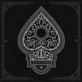 Ace of spades with forging curl pattern inside. White on black Royalty Free Stock Photo