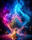 Ace of Spades in Glowing Smoke generative ai Royalty Free Stock Photo