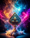 Ace of Spades in Glowing Smoke generative ai Royalty Free Stock Photo