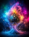 Ace of Spades in Glowing Smoke generative ai Royalty Free Stock Photo
