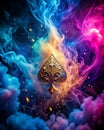 Ace of Spades in Glowing Smoke generative ai Royalty Free Stock Photo