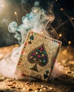Ace of Spades in Glowing Smoke generative ai Royalty Free Stock Photo