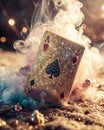 Ace of Spades in Glowing Smoke generative ai Royalty Free Stock Photo