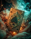 Ace of Spades in Glowing Smoke generative ai Royalty Free Stock Photo