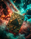 Ace of Spades in Glowing Smoke generative ai Royalty Free Stock Photo