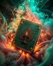 Ace of Spades in Glowing Smoke generative ai Royalty Free Stock Photo