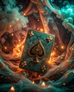 Ace of Spades in Glowing Smoke generative ai Royalty Free Stock Photo