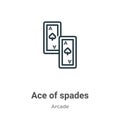 Ace of spades outline vector icon. Thin line black ace of spades icon, flat vector simple element illustration from editable Royalty Free Stock Photo