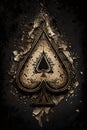 Ace of spades. Playing card vintage style. Casino and Poker. Modern art and antique background. Black and gold design