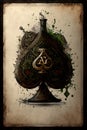 Ace of spades. Playing card vintage style. Casino and Poker. Modern art and antique background. Black and gold