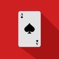 Ace of spades on a red background. Vector illustration. Close-up. Gambling entertainment, poker, casino concept. Royalty Free Stock Photo