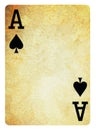 Ace of Spades Vintage playing card isolated on white Royalty Free Stock Photo