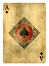 Ace of Spades Vintage playing card isolated on white