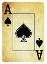 Ace of Spades Vintage playing card isolated on white Royalty Free Stock Photo