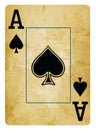 Ace of Spades Vintage playing card isolated on white Royalty Free Stock Photo