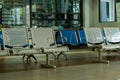 Waiting room at hospital. Hospital corridor chairs for patient