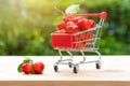 Acerola cherry in cart on wooden background. Select  focus, Barbados cherry, Malpighia emarginata, high vitamin . Acerola fruit Royalty Free Stock Photo
