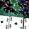 aces with blurry chips Royalty Free Stock Photo