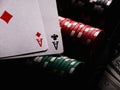 aces with blurry chips Royalty Free Stock Photo