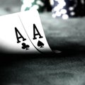 aces with blurry chips Royalty Free Stock Photo