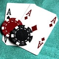 aces with blurry chips Royalty Free Stock Photo