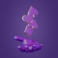 Aces cards symbols with hand on purple background Royalty Free Stock Photo