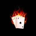 Aces in fire on a black background Royalty Free Stock Photo