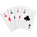Aces four of a kind poker icon vector illustration with shadows isolated on white background. Royalty Free Stock Photo